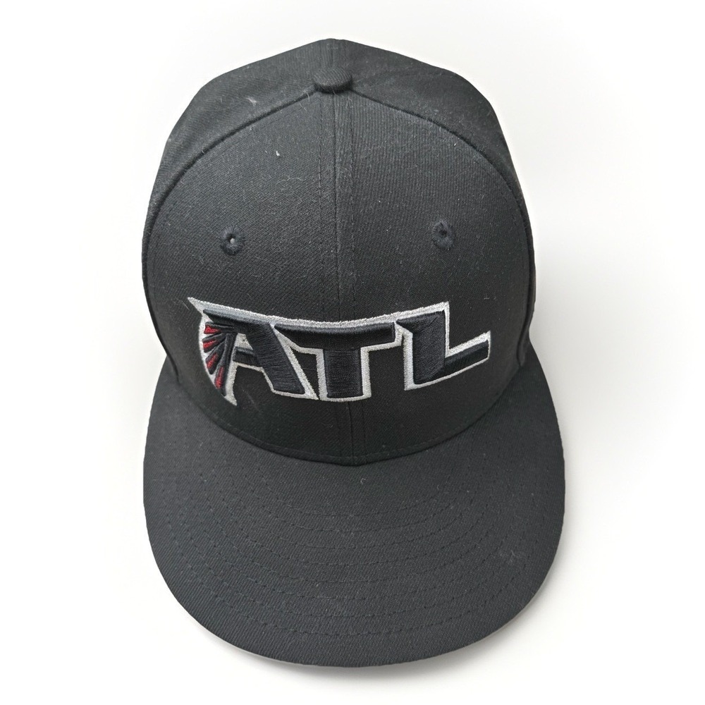 New Era 59FIFTY Atlanta Falcons Hat Mens Size 7 Black Fitted ATL NFL Cap